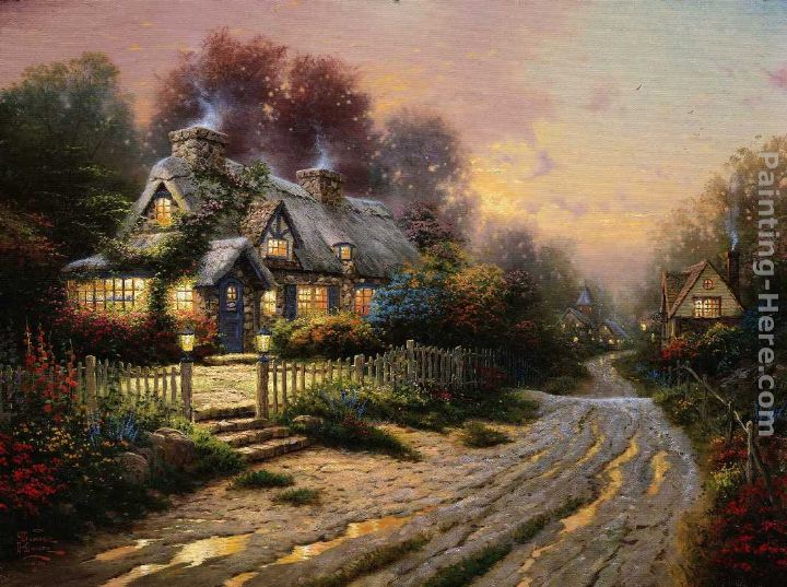 Teacup Cottage painting - Thomas Kinkade Teacup Cottage art painting